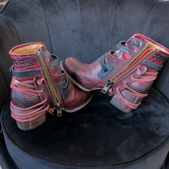 Freebird Crue Wine Leather Ankle Boots Size 9 - Picture 3 of 8